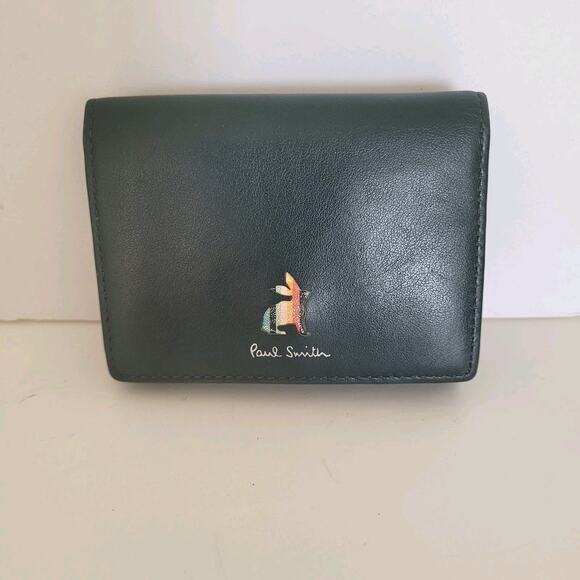 Paul Smith Rabbit Leather Unisex Wallet Card Bill Designer Compact Small Green - Picture 1 of 12